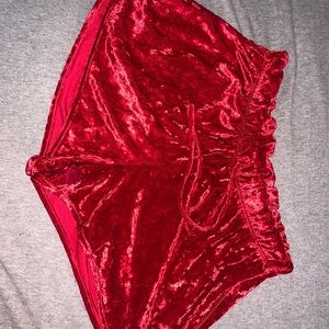 Red velvet shorts